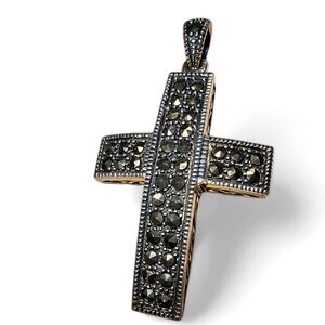 Sterling Silver and Marcasite Large Cross Pendant